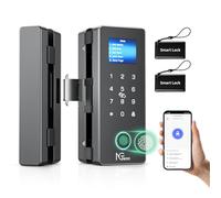 NGTeco WiFi Smart Glass Door Lock, 4 Keyless Entry Ways (Fingerprint/IC Card/Password/App Remote) No Drill Lock with Doorbell, Remote Control for Home, Green House, Cabinet, Office