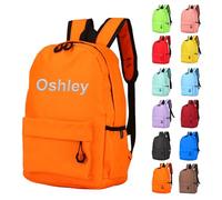 NGTSFLY Personalised Backpack with Embroidered Animal Design and Name Girls Boys School Bag Customised Baby Gift Kids Rucksack (Orange)
