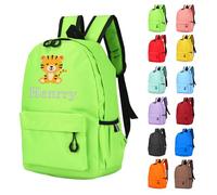NGTSFLY Personalised Backpack with Embroidered Animal Design and Name Girls Boys School Bag Customised Baby Gift Kids Rucksack (Lime Green)