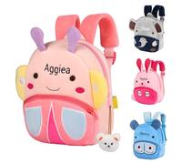 NGTSFLY Personalised Backpack with Embroidered Name for Kids Customized Animal Plush Toddler Bag for Girls Boys Rucksack for Travel Kindergarten Preschool for 1-3 Years Old Baby (Butterfly)