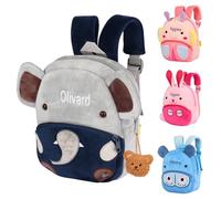 NGTSFLY Personalised Backpack with Embroidered Name for Kids Customized Animal Plush Toddler Bag for Girls Boys Rucksack for Travel Kindergarten Preschool for 1-3 Years Old Baby (Elephant)