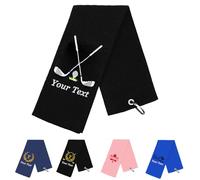 NGTSFLY Personalised Embroidered Golf Towels Funny Golf Towel Gifts for Men Women Black Golf Ball Towel for Golf Bag with Clip Golf Club Waffle Weave