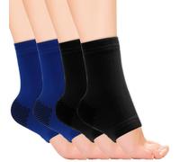NGUIT 2 Pairs Ankle Support Brace for Kids Compression Elastic Breathable Foot Sleeves Aching Feet and Heel Pain Relief Ligament Damage Protector for 5-12 Years Boy Girls (Black Blue)