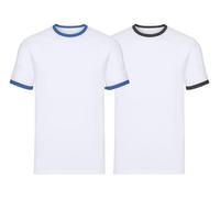 NGWorld Multipack Men's Valueweight Ringer Premium T-Shirts - Contrast Colour Crew Neck and Arm Trim | 100% Cotton, Men's Tops