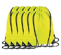 NGWorld Pack of 10 Unisex Premium Gymsac Drawstring Bags - 10 X Fluoresent Yellow - One Size