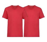 NGWorld Pack of 2 Unisex Kids Valueweight Short Sleeve T-Shirts - 2 X Red - 5-6 Years