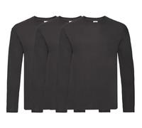 NGWorld Pack of 3 Men's Classic Blank Original Crew Neck Long Sleeve T-Shirts - 3 x Black - S