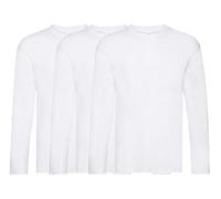 NGWorld Pack of 3 Men's Classic Blank Original Crew Neck Long Sleeve T-Shirts - 3 x White - L
