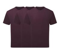 NGWorld Pack of 3 Pure Cotton Short Sleeve Plain T-Shirts - Dark Plum - S