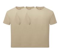 NGWorld Pack of 3 Pure Cotton Short Sleeve Plain T-Shirts - Desert Sand - L