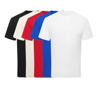 NGWorld Pack of 5 Mixed Colours Blank Pure Cotton Short Sleeve Plain T-Shirts - Black/Natural/Red/Royal Blue/White - L