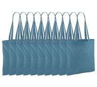 NGWorld Pack of Eco-Friendly Cotton Tote Bags - 10 x Airforce Blue - One Size
