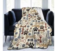 Ngzhyad Dog Paws and Bones Print Throw Blanket Flannel Fleece Blankets Soft Plush for Sofa Couch Bedroom Gift 60"X50"