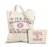 NGZS Behavior Therapist Teacher Counselor Funny Gifts Cosmetic Bag Canvas Tote Bag for Women Beach Grocery Canvas Tote, Beautiful Day 834, 9.8*6.9inch