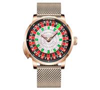 NH35A Movement Roulette Wheel Automatic Watches for Men, Sapphire Glass 50M Waterproof, Unique American Style Button-Controlled Mechanical Watch