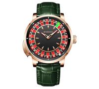 NH35A Movement Roulette Wheel Automatic Watches for Men, Sapphire Glass 50M Waterproof, Unique American Style Button-Controlled Mechanical Watch