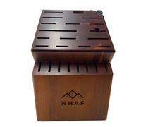NHAF 24 Slot Knife Block without Knives, Built-in Sharpener, Premium Wooden Knife Storage Block, Rubber & Acacia Wood Knife Block, Kitchen Knife Holder (3 gifts accessories included)