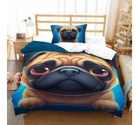 NHASOHEOP 3D Printed 3 Pcs Duvet Cover Bedding Set French Bulldog 100% Microfiber Quilt Cover/Comforter Cover with Pillow Cases And Zipper Closure for Boys Girls Double Single（135x200cm）