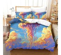 NHASOHEOP 3D Printed Duvet Cover Set Jellyfish with Hidden Zipper Microfiber Comforter Cover with Pillowcase Bedding for Children Kids Teenagers Super King（260x220cm）