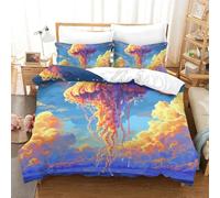 NHASOHEOP 3D Printed Duvet Cover Set Jellyfish with Hidden Zipper Microfiber Comforter Cover with Pillowcase Bedding for Children Kids Teenagers Double（200x200cm）