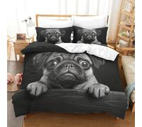 NHASOHEOP 3D Printed French Bulldog Duvet Cover with Pillowcases Bedding Set with Zipper 3pcs Soft Microfiber Quilt Cover Set Double（200x200cm）