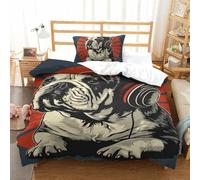 NHASOHEOP 3D Printed Quilt Cover Set French Bulldog 2 Pieces Bed Duvet Set Soft Microfiber with Zipper Closure，Pillowcases for Teens And Adults Single（135x200cm）