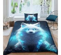NHASOHEOP Arctic Fox 3D Printed Duvet Cover Set 3 Pcs Bedding Set,Soft,Pillowcases, Quilt Cover Easy Care Anti-Allergic And Smooth for Kid Teens Boys And Girls Man Single（135x200cm）