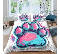 NHASOHEOP Bear Paw Print Duvet Cover Sets 3 PCS Hotel Quality Quilt Cover Bedding Sets Bed Covers with Pillowcases with Zipper Closure Breathable Stylish Comforter King（220x240cm）