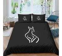NHASOHEOP Black And White Deer 3D Printed Duvet Cover Set 3 Pcs Bedding Set,Soft,Pillowcases, Quilt Cover Easy Care Anti-Allergic And Smooth for Kid Teens Boys And Girls Man King（220x240cm）