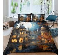 NHASOHEOP Cityscape Architecture 3D Printed Bedding Sets Duvet Coverfor Kid Teens Boys And Girls Man Quilt Cover 3 Pcs With Pillow Cases Easy Care Anti-Allergic Soft And Smooth Double（200x200cm）