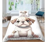NHASOHEOP English Bulldog Duvet Cover Set 3 PCS Hotel Quality Quilt Cover Bed Sets Bed Covers with Pillowcases with Zipper Closure Hypoallergenic Soft Breathable Microfiber Single（135x200cm）