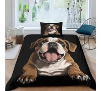NHASOHEOP English Bulldog Duvet Cover Set 3 PCS Hotel Quality Quilt Cover Bedding Bed Covers with Pillowcases with Zipper Closure Ultra Soft Anti Allergic Microfiber Single（135x200cm）