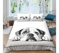 NHASOHEOP English Bulldog3 Pieces Duvet Cover,3D Printed Bedding Set,Pillowcases,Microfiber Quilt Cover Easy Care Anti-Allergic Soft And Smooth for Kid Teens Boys And Girls Man Double（200x200cm）