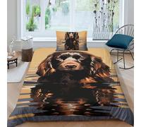 NHASOHEOP English Cocker Spaniel 3D Printed Duvet Cover Microfibre Soft Quilt Covers Bedding Sets with Pillowcase Easy Care Comforter Cover Hidden Zipper for Kids Boys Girls Single（135x200cm）