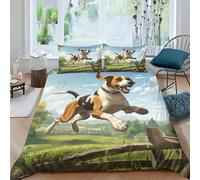 NHASOHEOP English Jumping Hound 3D Printed Bedding Sets Duvet Coverfor Kid Teens Boys And Girls Man Quilt Cover 3 Pcs With Pillow Cases Easy Care Anti-Allergic Soft And Smooth King（220x240cm）