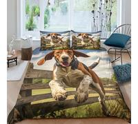 NHASOHEOP English Jumping Hound Duvet Cover Set 3 PCS Hotel Quality Quilt Cover Bed Sets Bed Covers with Pillowcases with Zipper Closure Breathable Stylish Comforter Double（200x200cm）