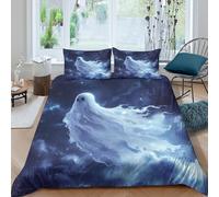 NHASOHEOP Halloween Ghosts And Monsters Duvet Cover 3 PCS Hotel Quality Quilt Cover Bedding Bed Covers with Pillowcases with Zipper Closure Hypoallergenic Soft Breathable Microfiber King（220x240cm）