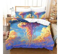 NHASOHEOP Jellyfish 3D Print Duvet Cover Microfiber Quilt Cover with Zipper Closure for Kids Teens Adults Bedding 3-Piece Set King（220x240cm）