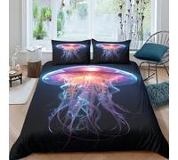NHASOHEOP Jellyfish 3D Printed Duvet Cover Set 3 Pcs Bedding Set,Soft,Pillowcases, Quilt Cover Easy Care Anti-Allergic And Smooth for Kid Teens Boys And Girls Man Double（200x200cm）