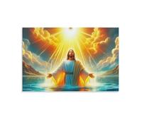 NHASOHEOP Jesus - Religion Poster Artwork Canvas Prints Picture Modern Canvas Wall Art Picture Wall Hanging for Dining Room Kitchen Home Office Decor 24x36inch(60x90cm)