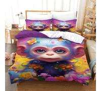 NHASOHEOP Monkey 3D Printed Bedding Sets Duvet Coverfor Kid Teens Boys And Girls Man Quilt Cover 3 Pcs With Pillow Cases Easy Care Anti-Allergic Soft And Smooth Single（140x200cm）