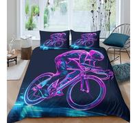 NHASOHEOP Mountain Bike Duvet Cover 3 PCS Hotel Quality Quilt Cover Bedding Set Bed Covers with Pillowcases with Zipper Closure Ultra Soft Hypoallergenic Microfiber Double（200x200cm）
