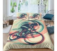 NHASOHEOP Mountain Bike Duvet Cover 3 PCS Hotel Quality Quilt Cover Bedding Sets Bed Covers with Pillowcases with Zipper Closure Ultra Soft Hypoallergenic Microfiber Double（200x200cm）