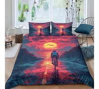 NHASOHEOP Mountain Bike Duvet Cover Set 3 PCS Hotel Quality Quilt Cover Bed Sets Bed Covers with Pillowcases with Zipper Closure Ultra Soft Hypoallergenic Microfiber Double（200x200cm）