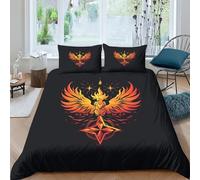 NHASOHEOP Phoenix Duvet Cover Set 3 PCS Hotel Quality Quilt Cover Bed Sets Bed Covers with Pillowcases with Zipper Closure Ultra Soft Anti Allergic Microfiber Double（200x200cm）