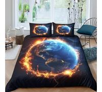 NHASOHEOP Planetary Impact on Earth Duvet Cover 3 PCS Hotel Quality Quilt Cover Bedding Bed Covers with Pillowcases with Zipper Closure Ultra Soft Hypoallergenic Microfiber Double（200x200cm）