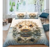 NHASOHEOP Pufferfish Duvet Cover 3 PCS Hotel Quality Quilt Cover Bedding Bed Covers with Pillowcases with Zipper Closure Ultra Soft Hypoallergenic Microfiber Double（200x200cm）