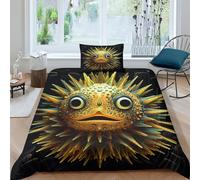 NHASOHEOP Pufferfish Duvet Cover Sets 3 PCS Hotel Quality Quilt Cover Bedding Set Bed Covers with Pillowcases with Zipper Closure Ultra Soft Hypoallergenic Microfiber Single（135x200cm）