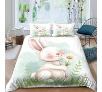 NHASOHEOP Rabbit 3D Printed Duvet Cover Set 3 Pcs Bedding Set,Soft,Pillowcases, Quilt Cover Easy Care Anti-Allergic And Smooth for Kid Teens Boys And Girls Man King（220x240cm）