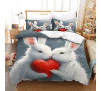 NHASOHEOP Rabbit 3D Printed Duvet Cover Set Bedding Set,Soft Microfiber Pillowcases,Hidden Zipper Quilt Cover Easy Care Comforter Cover for Kids Boys Girls Teens Single（140x200cm）